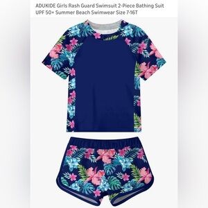 Adukide Girls Rash Guard Swim Suit Set